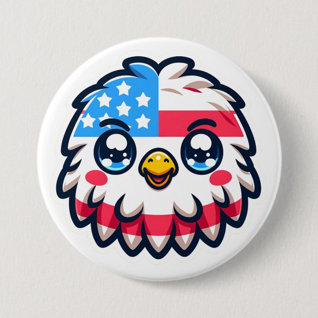 Kawaii American Eagle 3 Inch Round Button (Front)