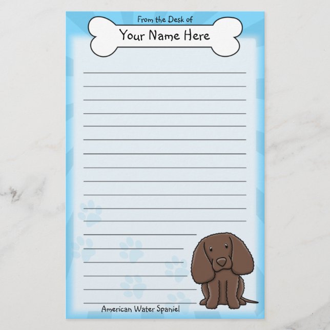 Kawaii American Water Spaniel Stationery (Front)