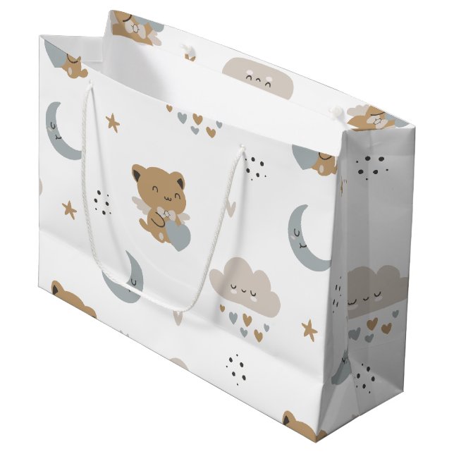 Kawaii Angel Cats & Clouds (1) Large Gift Bag (Front Angled)