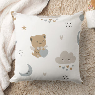 Kawaii Angel Cats & Clouds (1) Throw Pillow
