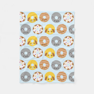 Kawaii Animal Doughnuts Fleece Blanket