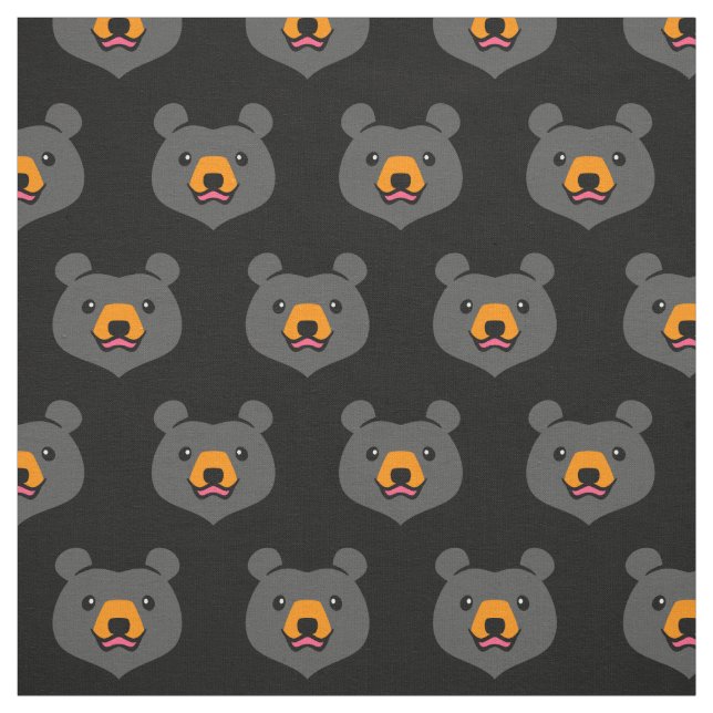 Kawaii Animal Lover Cartoon Black Bear Fabric (Swatch)