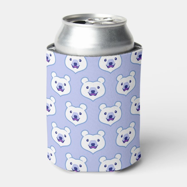Kawaii Animal Lover Cartoon Polar Bear Can Cooler (Can Front)