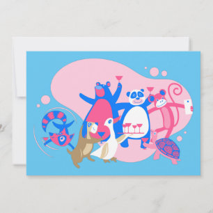 kawaii animal party selfie funny invitation