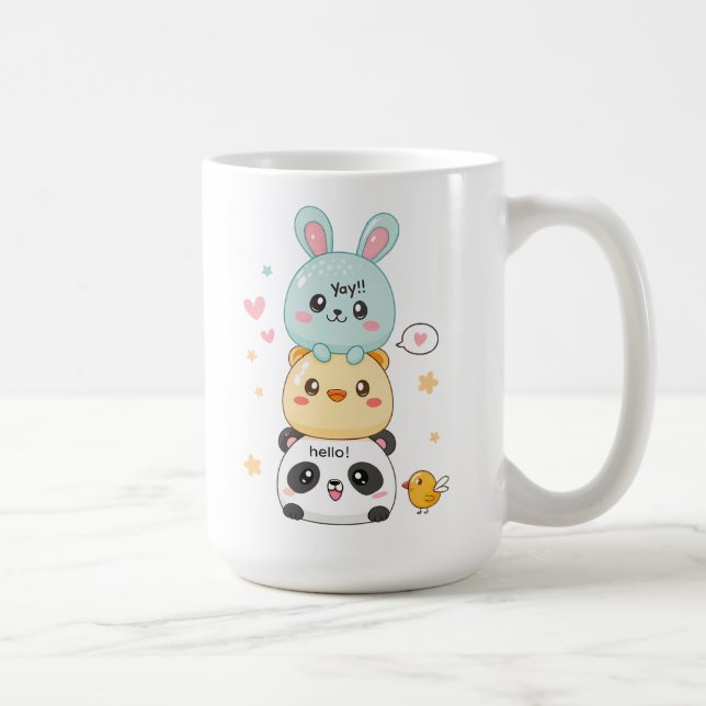 Kawaii Animal Stack Coffee Mug (Right)