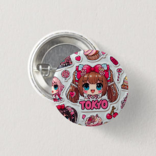 Kawaii Anime Art Japanese Pop Culture 1 Inch Round Button