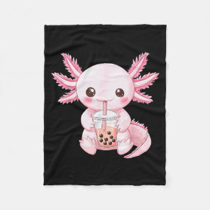 Kawaii Anime Axolotl Boba  Fleece Blanket