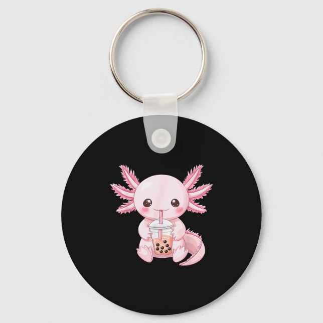 Kawaii Anime Axolotl Boba  Keychain (Front)