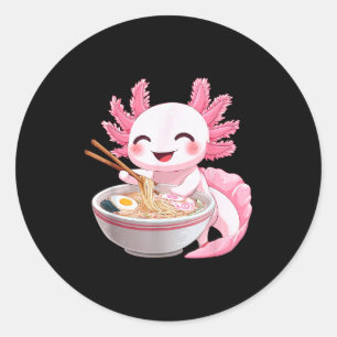 Kawaii Anime Axolotl Ramen  Classic Round Sticker