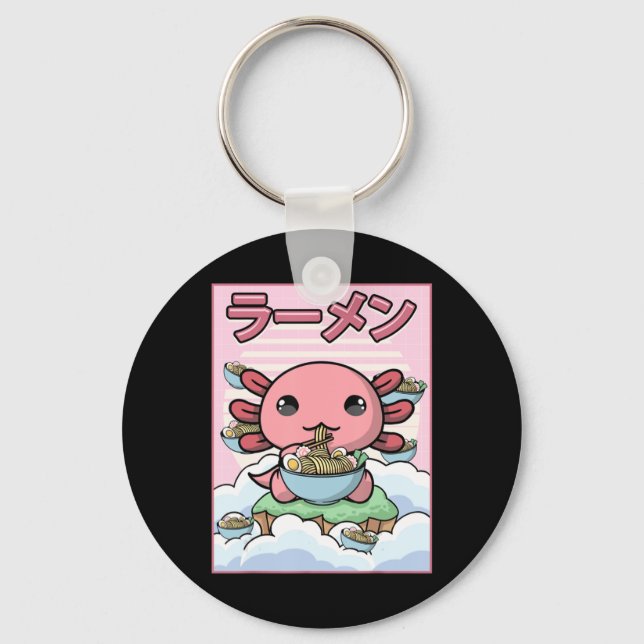 Kawaii Anime Axolotl Ramen Noodle Women Men Boys G Keychain (Front)