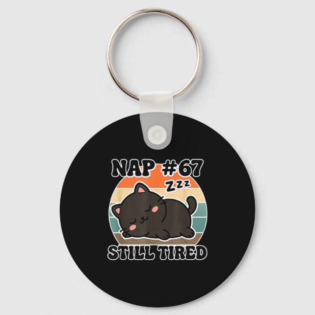 Kawaii Anime Cat Nap 67 Quote 6 7 Meme Graphic Tee Keychain (Front)