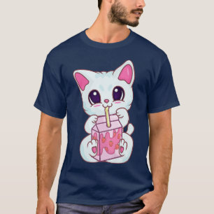 Kawaii Anime Cat, Strawberry Milkshake Neko For Wo T-Shirt