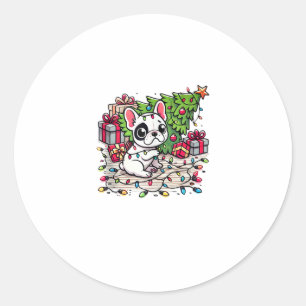 Kawaii Anime Frenchie Christmas Funny Dog  Classic Round Sticker
