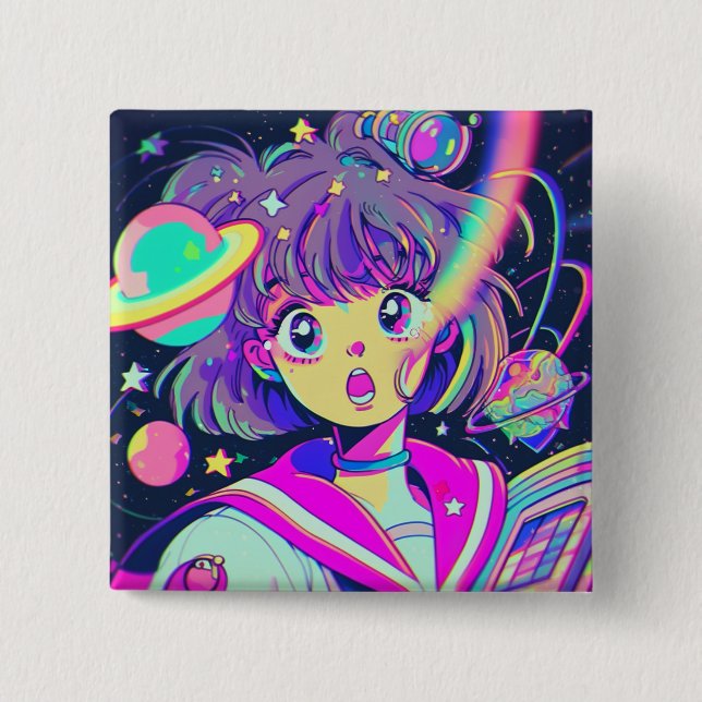 Kawaii Anime Girl Button (Front)