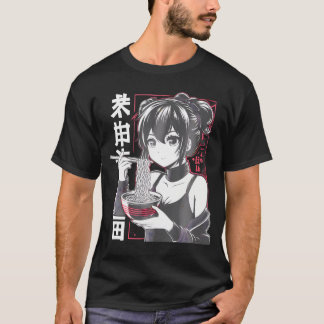 Kawaii Anime Girl Eating Ramen Noodles Japanese An T-Shirt
