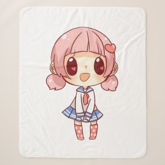 kawaii,anime,girl,just,who,loves,sketching, sherpa blanket (Front)