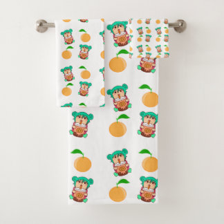 kawaii anime girl pattern bath towel set