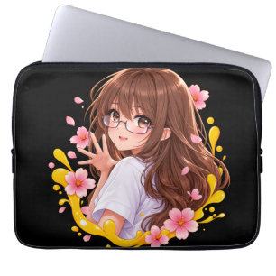 Kawaii Anime Girl Sakura Cherry Blossom Electronic Laptop Sleeve