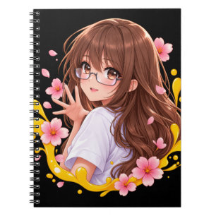 Kawaii Anime Girl Sakura Cherry Blossom Notebook