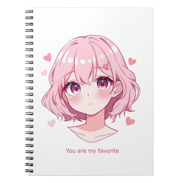 Kawaii Anime Girl Valentine Sweatshirt Notebook (Front)