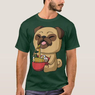 Kawaii Anime Pug Dog Asian Noodles Japanese Ramen T-Shirt