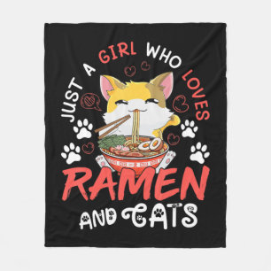 Kawaii Anime Ramen Cat Japanese Food Girls Officia Fleece Blanket