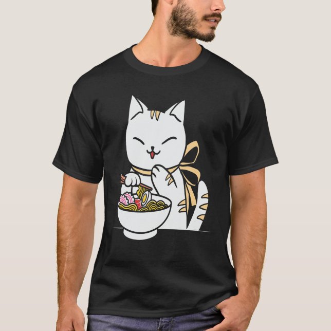 Kawaii Anime Shiba-Inu-Eating-Ramen T-Shirt (Front)