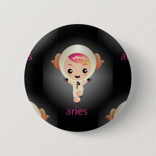 kawaii aries 2 inch round button (Front)