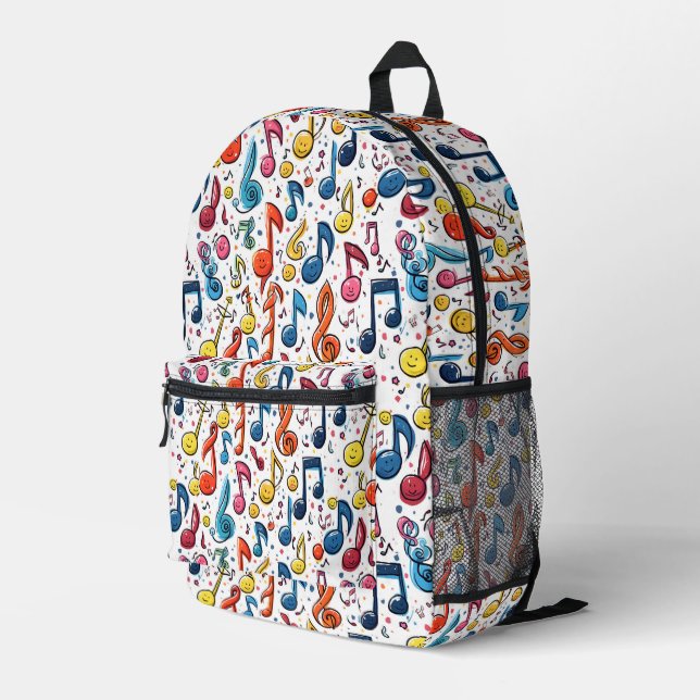 Kawaii Art Musical Notes Abstract Printed Backpack (Back Corner Right)