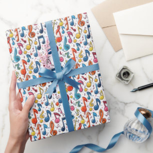 Kawaii Art Musical Notes Abstract Wrapping Paper