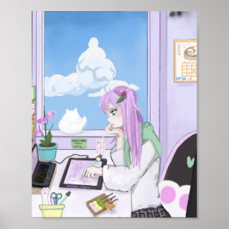 Kawaii Art Poster Print - by Nephele