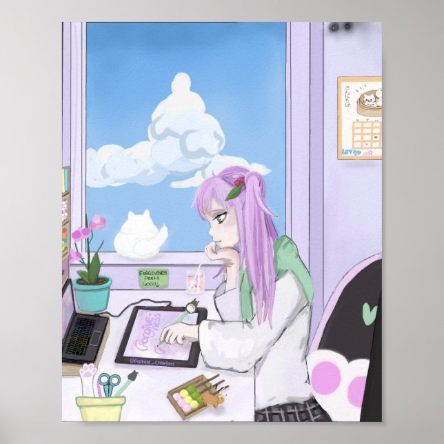 Kawaii Art Poster Print - by Nephele (Front)