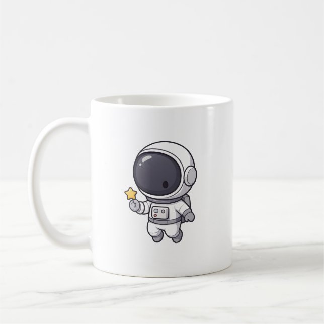 Kawaii Astronaut Holding Star Mug (Gauche)