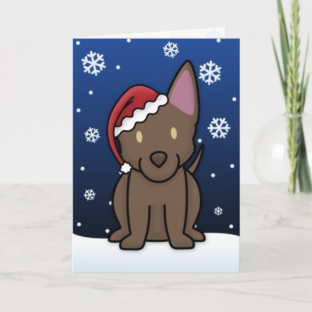 Kawaii Australian Kelpie Christmas Card (Front)