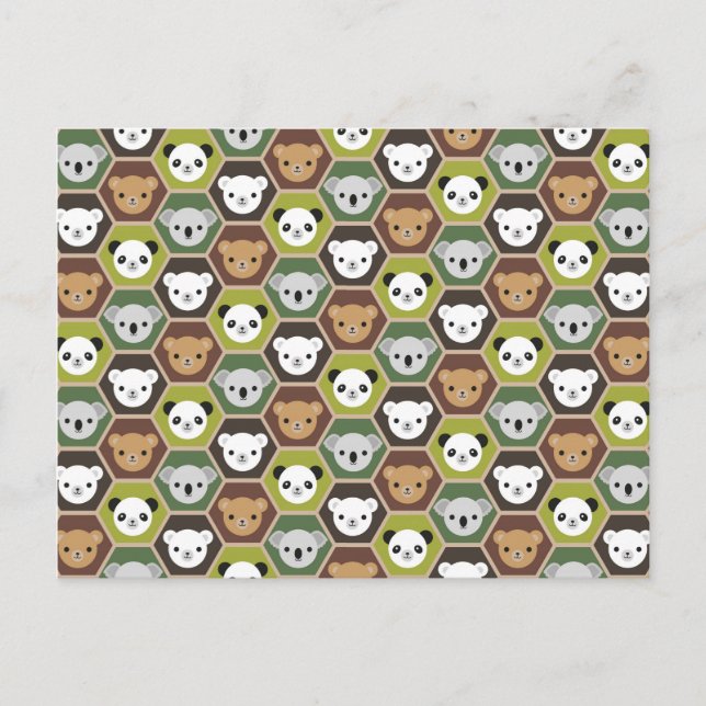 Kawaii Autumn Bears Postcard (Front)