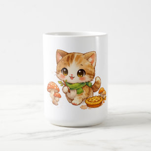 Kawaii Autumn Forest Kitty – Cozy Fall Woodland Ca Coffee Mug