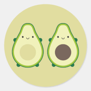 Kawaii Avocado Classic Round Sticker