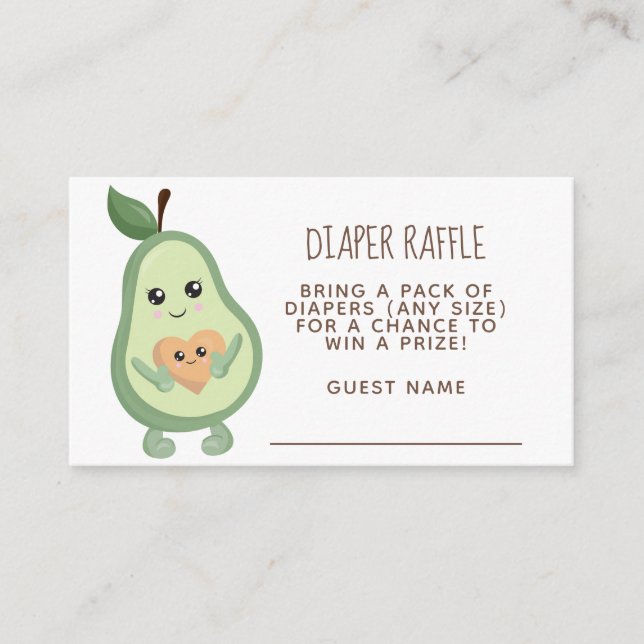 Kawaii Avocado Diaper Raffle Enclosure Card (Front)