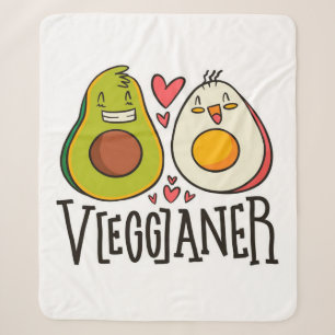 Kawaii Avocado Egg Pattern Personalized Sherpa Blanket