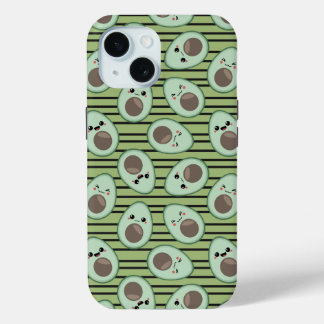 Kawaii Avocado Pattern  iPhone 15 Case