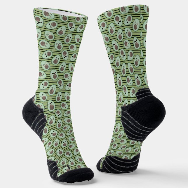 Kawaii Avocado Pattern  Socks (Angled)