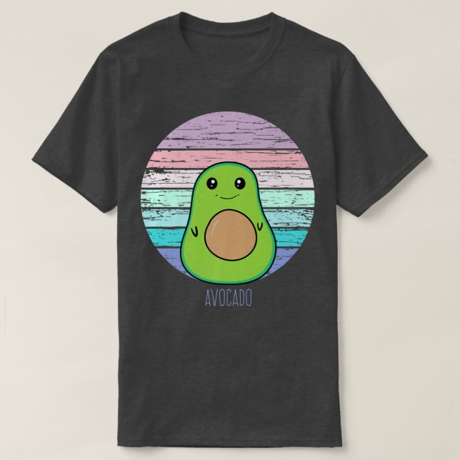 Kawaii Avocado Retro Sunset Design Tee (Design Front)