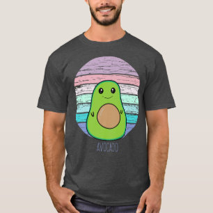 Kawaii Avocado Retro Sunset Design Tee