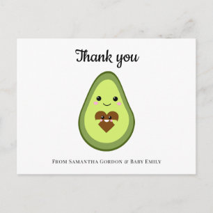 Kawaii Avocado Thank You Baby Shower Minimalist Postcard