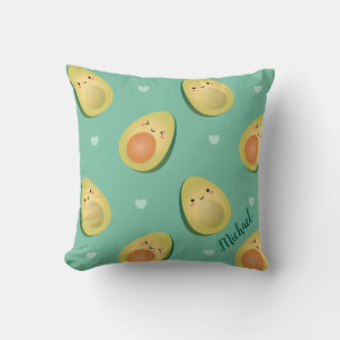 Kawaii Avocados Let's Avocuddle Pattern Throw Pillow