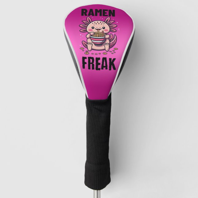 Kawaii Axalotl eating Ramen Golf Head Cover (Front)