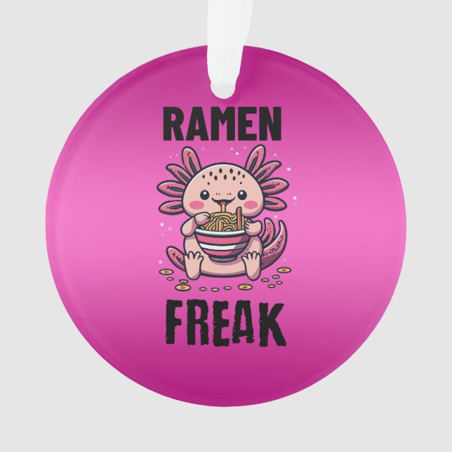 Kawaii Axalotl eating Ramen Ornament (Front)