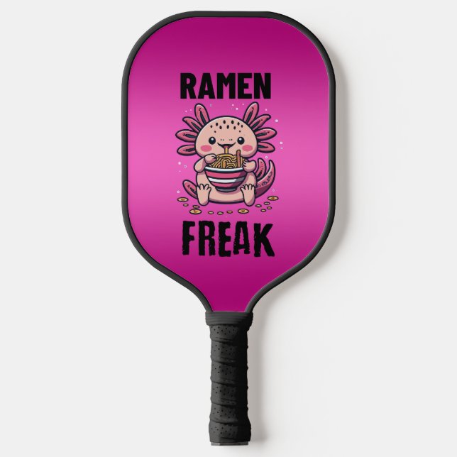 Kawaii Axalotl eating Ramen Pickleball Paddle (Front)