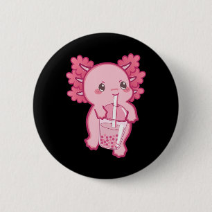 Kawaii Axolotl Boba Bubble Tea Teen Girl Kids Japa 2 Inch Round Button
