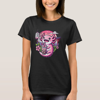 Kawaii Axolotl Bubble Boba Tea Japanese T-Shirt